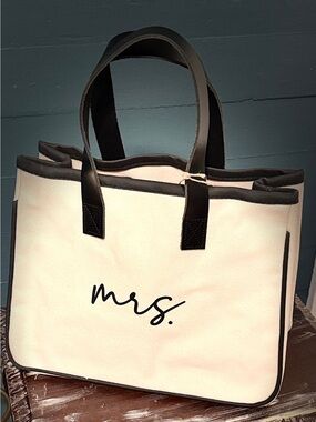 FullMoodMarket Mrs. Canvas Tote Bag Bridal